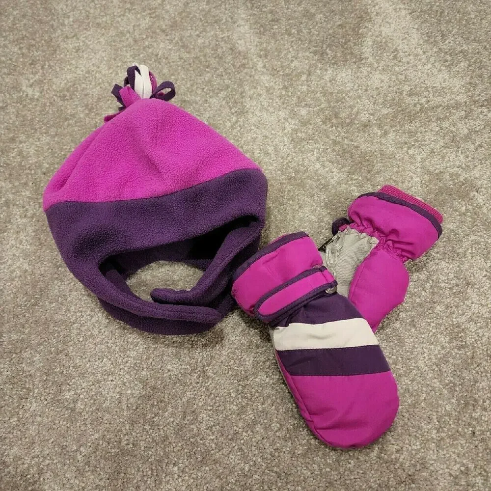 The Children's Place Girls Hat And Mittens Set Sz L (4t-5t)